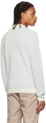 Casablanca White & Blue Striped Grandpa Polo