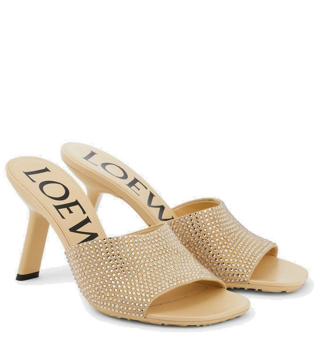 LOEWE★クリスタルスエードミュール Loewe Petal crystal-embellished suede mules Loewe
