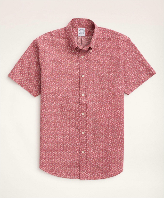 Photo: Brooks Brothers Men's Regent Regular-Fit Short-Sleeve Sport Shirt, Floral Print | Pink