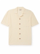 Altea - Slim-Fit Camp-Collar Ribbed Cotton-Blend Terry Shirt - Neutrals