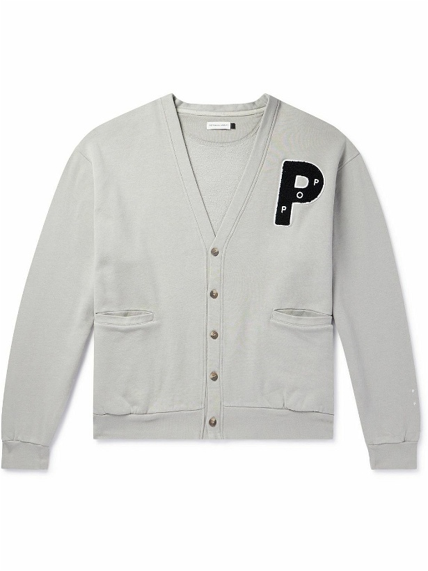 Photo: Pop Trading Company - Logo-Appliquéd Cotton-Jersey Cardigan - Gray