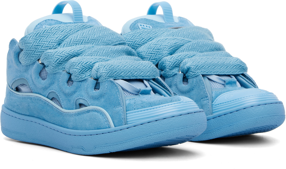 Lanvin Blue Curb Monochrome Suede Sneakers