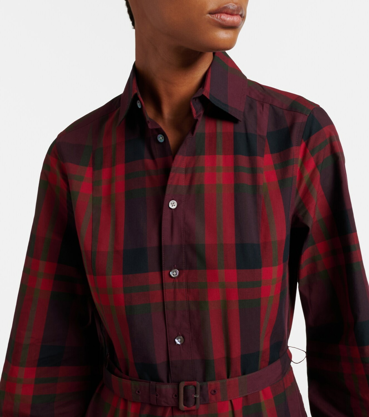 Polo Ralph Lauren Belted plaid cotton-blend shirt dress