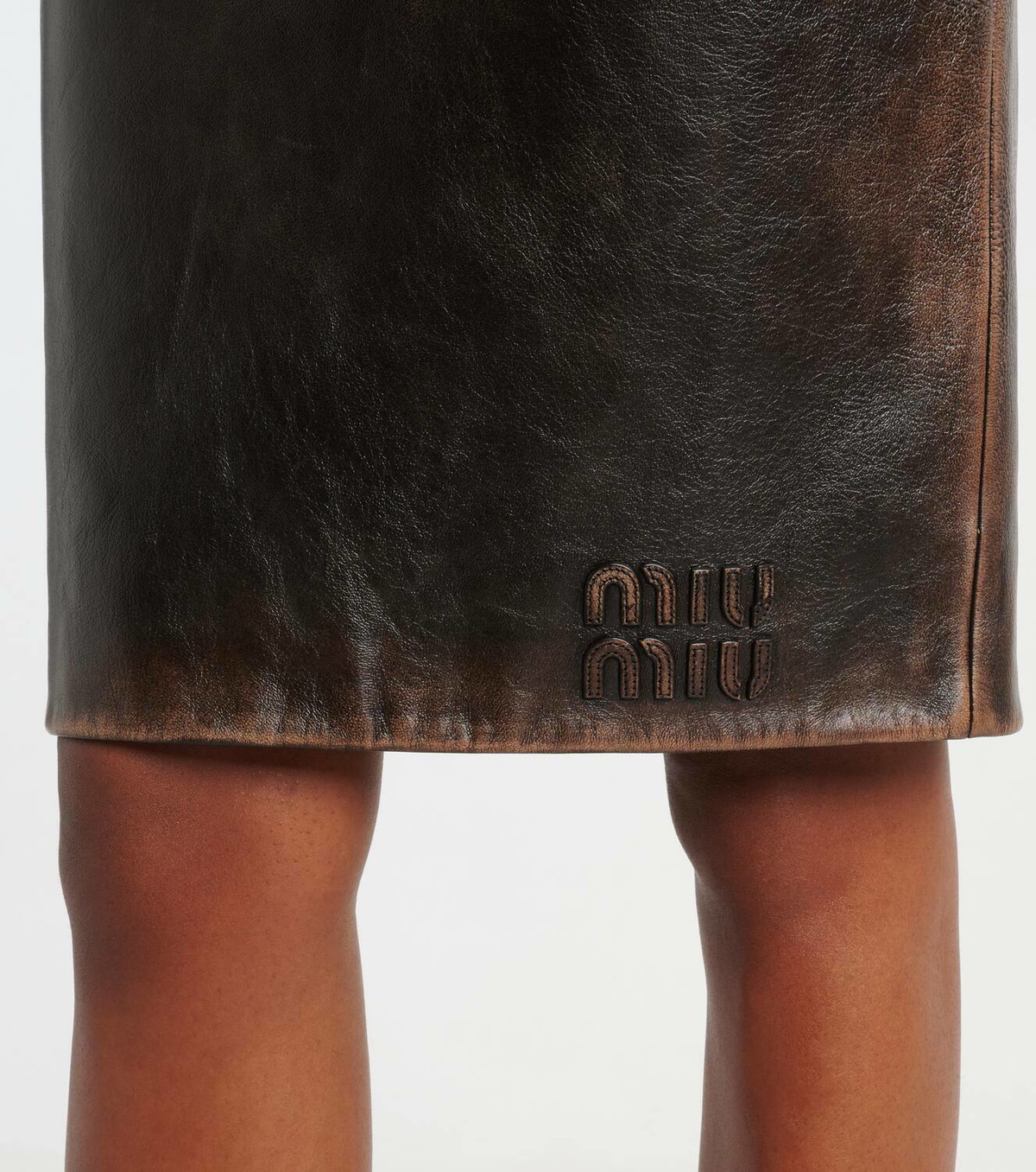 Miu Miu Leather midi skirt