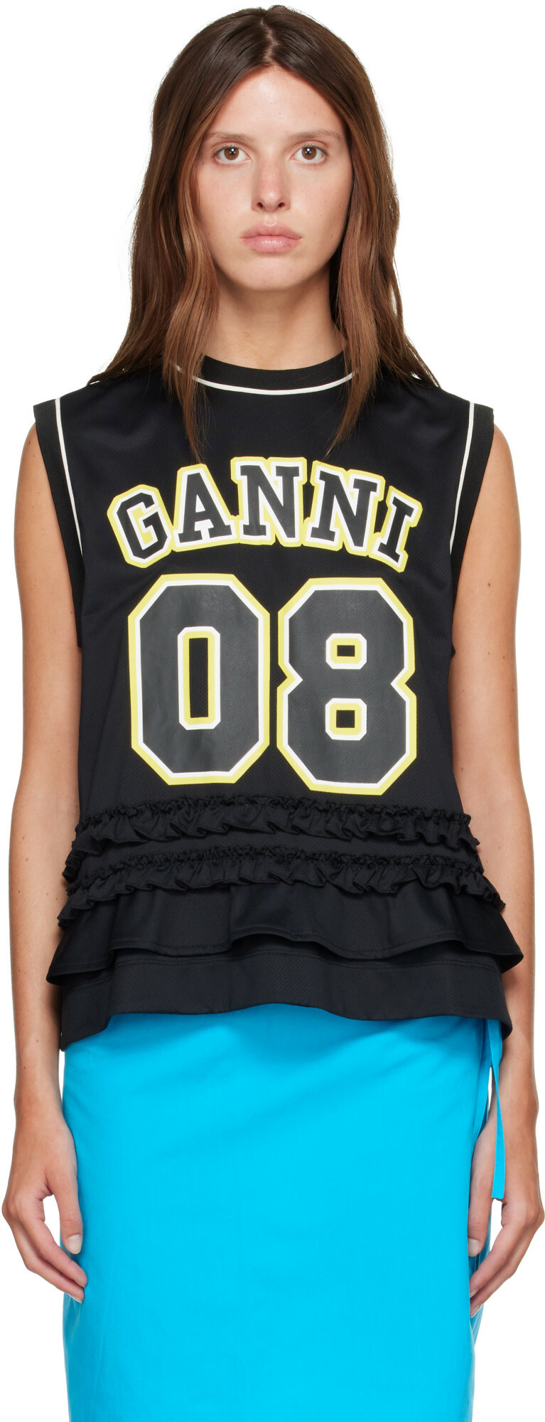GANNI Black Cycora Oversized Tank Top