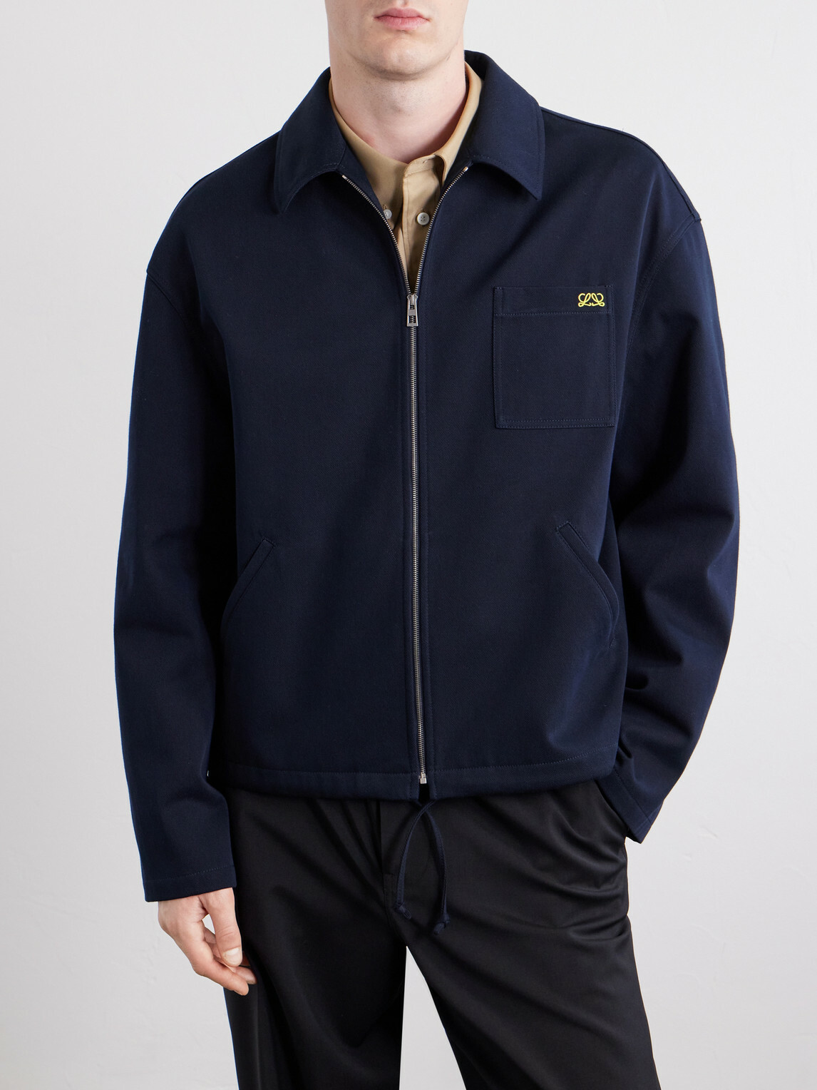 LOEWE - Logo-Embroidered Cotton-Twill Jacket - Blue