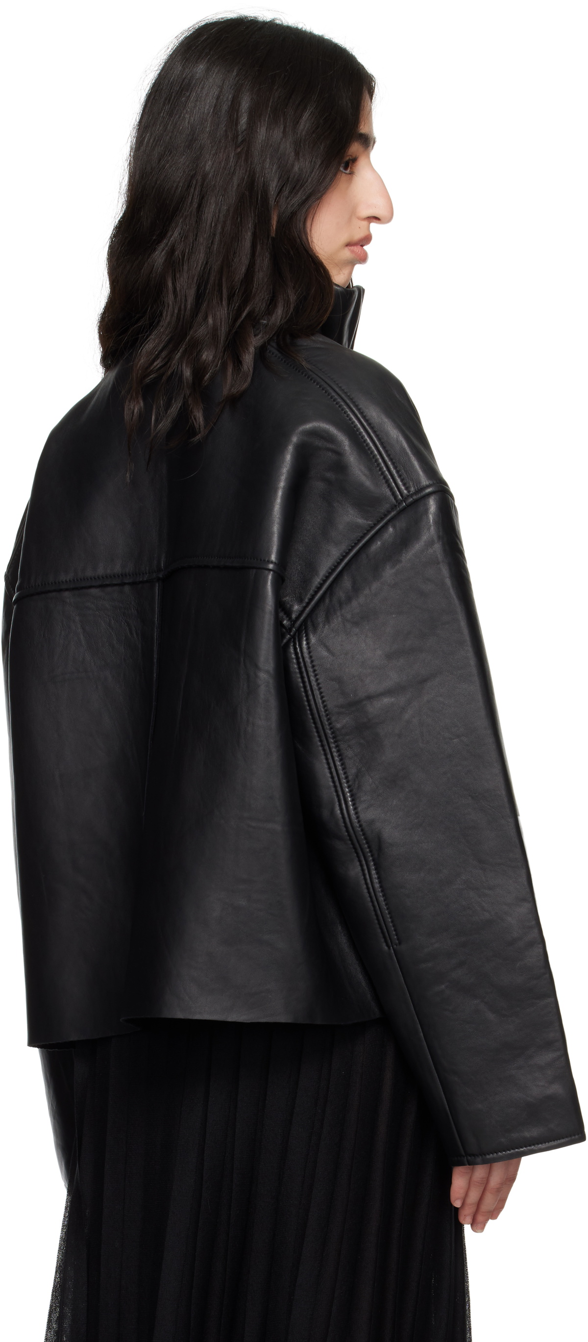 REMAIN Birger Christensen Black Bonded Leather Jacket