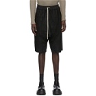 Rick Owens Black Blistered Leather Basket Swinger Shorts