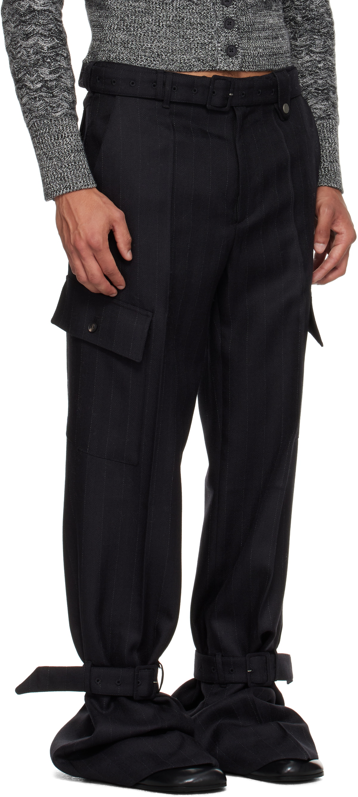 EGONlab Black Belted Cargo Pants
