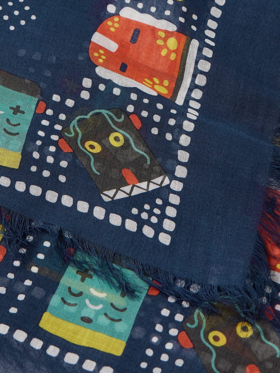 KAPITAL - Frayed Printed Cotton-Blend Gauze Scarf