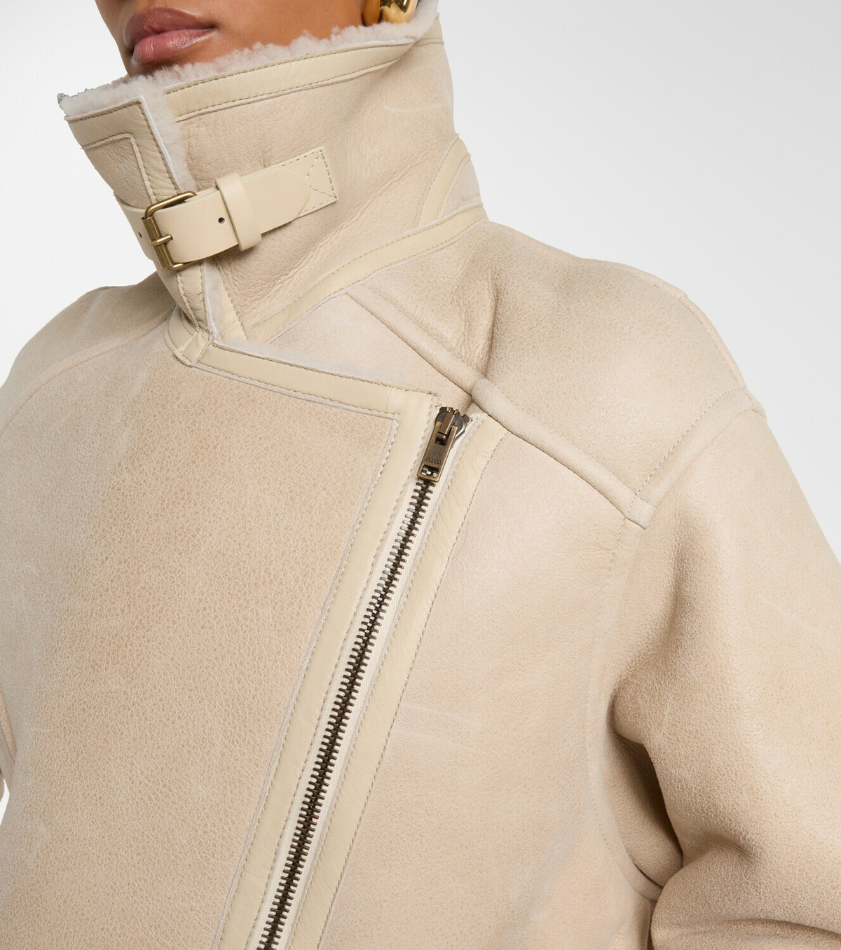 Isabel Marant Adelina shearling-trimmed leather jacket