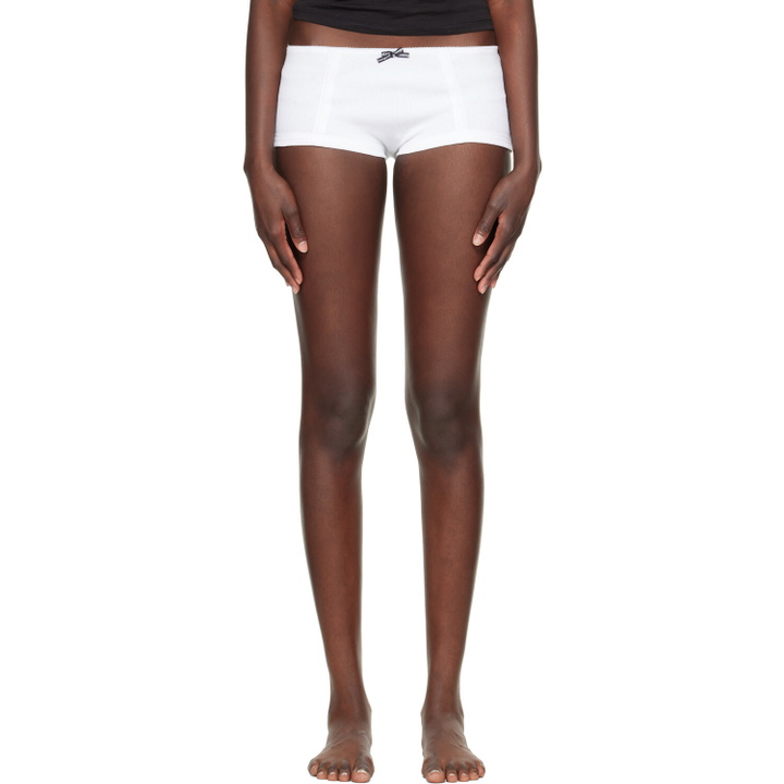 Photo: HommeGirls White Ribbed Boy Shorts