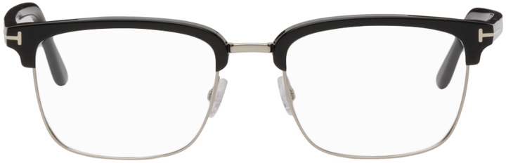 Photo: TOM FORD Black & Silver Rectangular Glasses