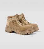 Balenciaga Combat Strike suede-trimmed lace-up boots