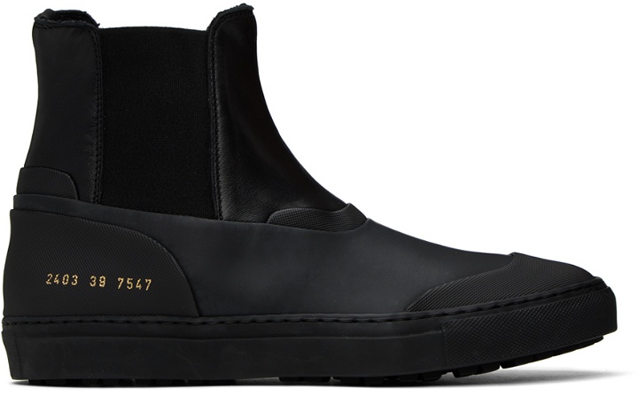 Photo: Common Projects Black Paneled Chelsea Boots