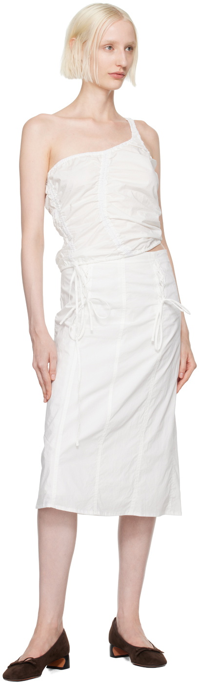 Deiji Studios White Double Lace Up Midi Skirt