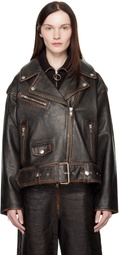 Stand Studio Black Isobelle Biker Leather Jacket