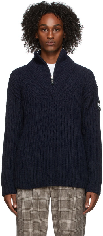 Photo: Giorgio Armani Navy Neve Alpaca Quarter-Zip Sweater