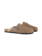 MC2 Saint Barth Woman Sandal Furry Clogs With Herringbone Print