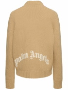 PALM ANGELS - Curved Logo Wool Blend Cardigan