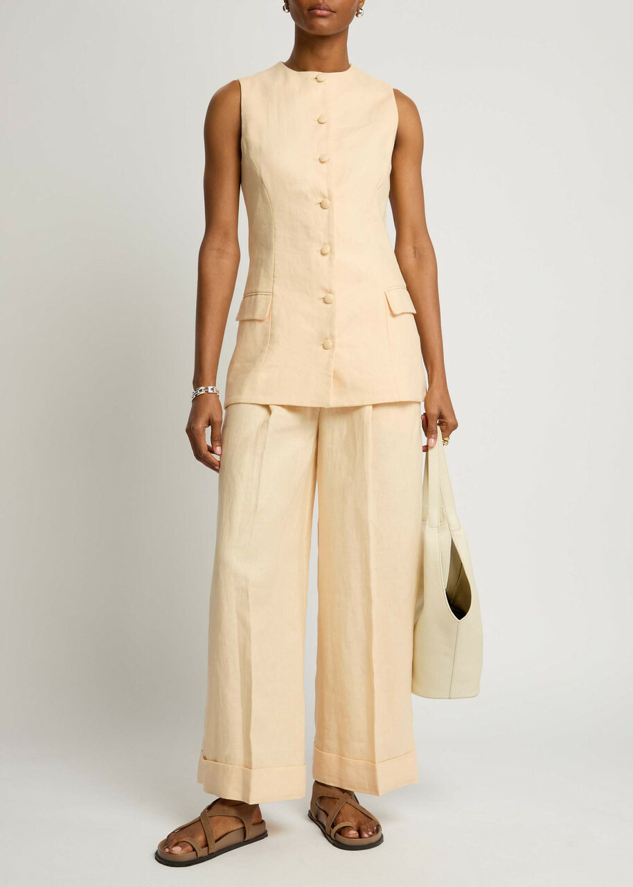 Faithfull The Brand Jane Linen Waistcoat Yellow