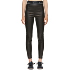 T by Alexander Wang Black Stretch Leather Logo Trousers