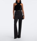 Simkhai Scarlett draped caped velvet top