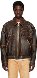 (di)vision Brown Faded Leather Jacket