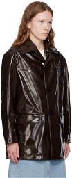 MM6 Maison Margiela Brown Sports Faux-Leather Jacket