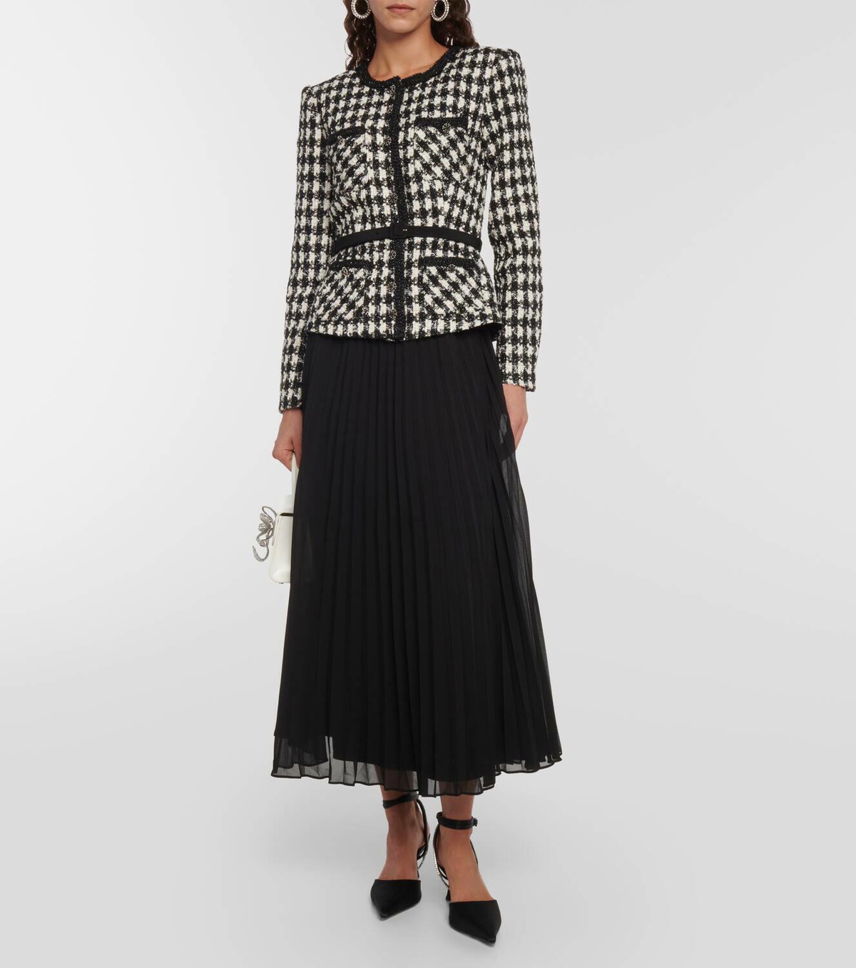self-portrait checked chiffon midi dress Burgundy Check Chiffon Midi Dress self-portrait