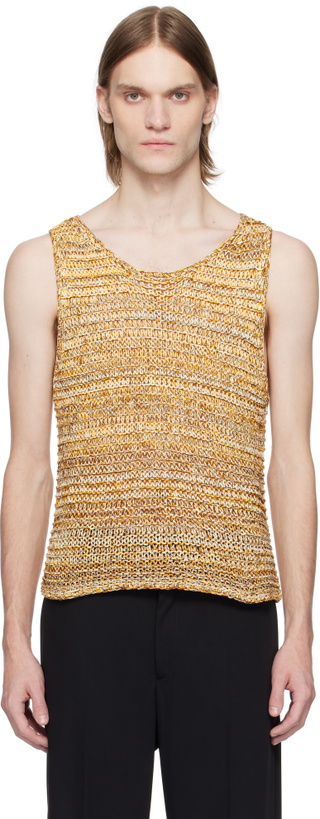 Photo: CMMN SWDN Yellow Tigran Loose-Knit Tank Top