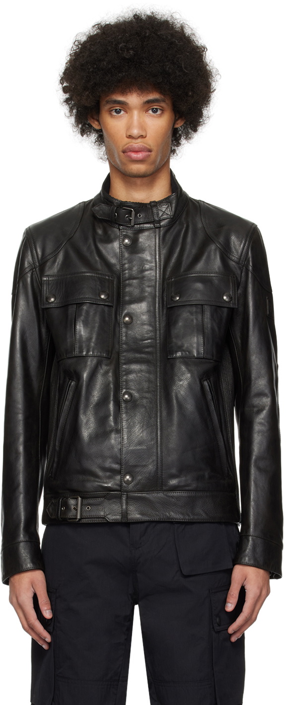Belstaff Black Hand Waxed Gangster Leather Jacket Belstaff