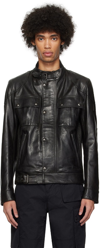 Photo: Belstaff Black Hand Waxed Gangster Leather Jacket