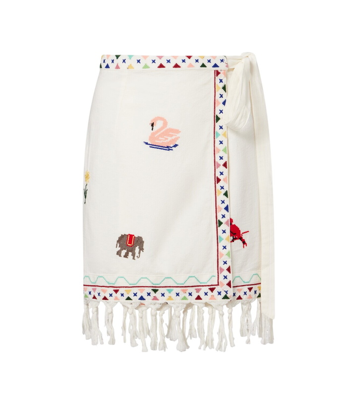 Photo: Rixo Baela embroidered cotton miniskirt
