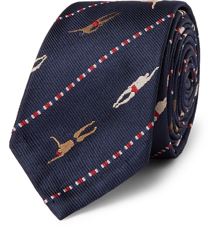 Photo: Thom Browne - 5cm Silk-Jacquard Tie - Men - Navy