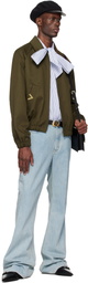 Valentino Khaki Cotton Gabardine Bomber Jacket