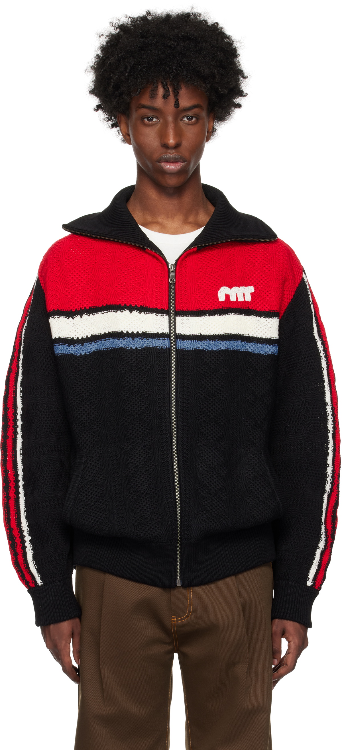 RICE NINE TEN Black Knitting Track Jacket
