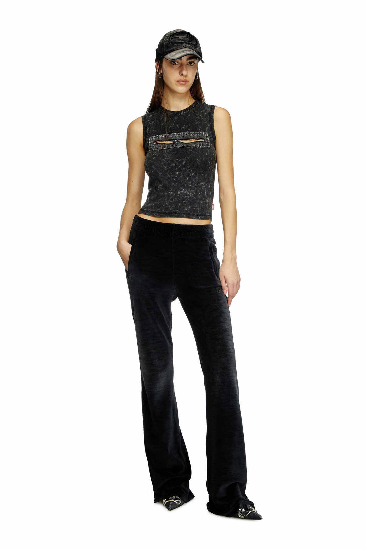 Diesel Sleeveless top with zip detail - T-Shirts Womens in