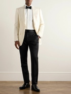 TOM FORD - Straight-Leg Belted Satin-Trimmed Wool and Mohair-Blend Tuxedo Trousers - Black
