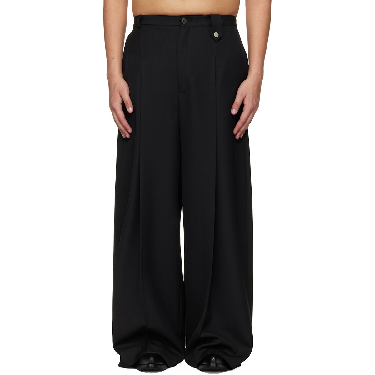 EGONlab Black Fluid Tailored Wide Leg Trousers
