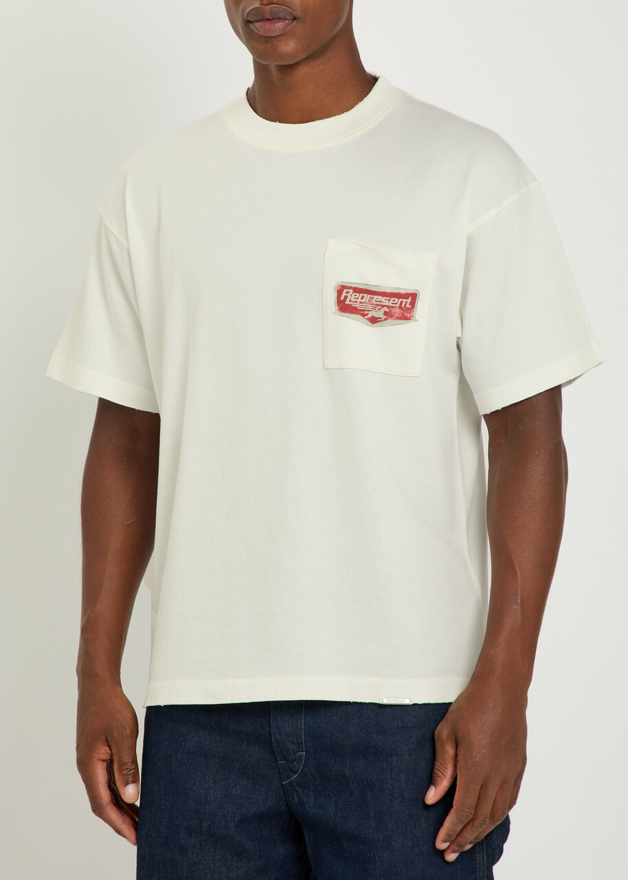 Represent Nothing Faster Printed Cotton T-shirt White
