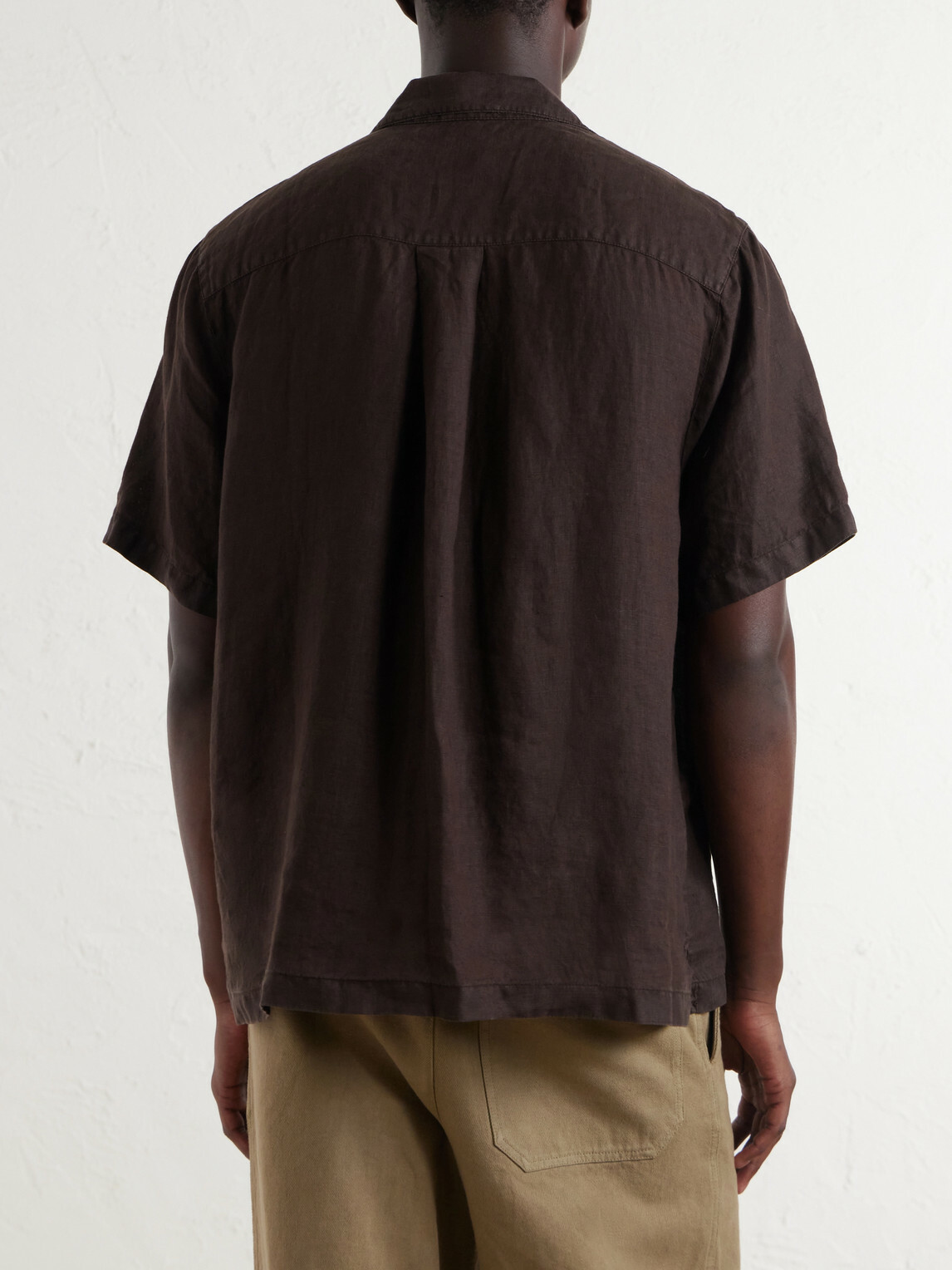 James Perse - Convertible-Collar Linen Shirt - Brown