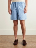 Valentino Garavani - Straight-Leg Studded Cotton-Chambray Shorts - Blue