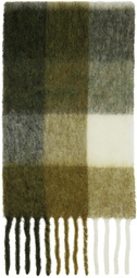 Acne Studios Taupe & Green Check Scarf