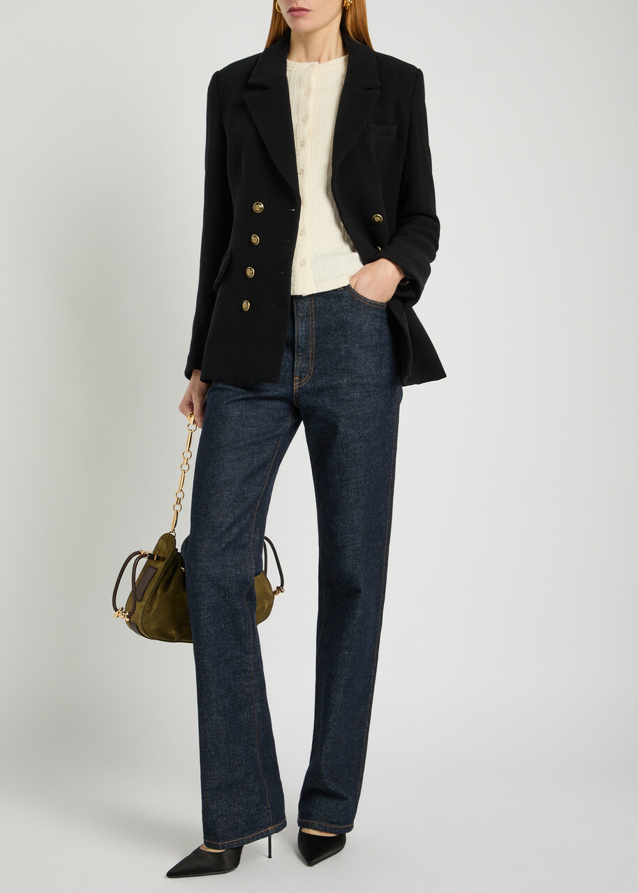 Veronica Beard Claude Dicky Double-breasted Stretch-wool Blazer Black