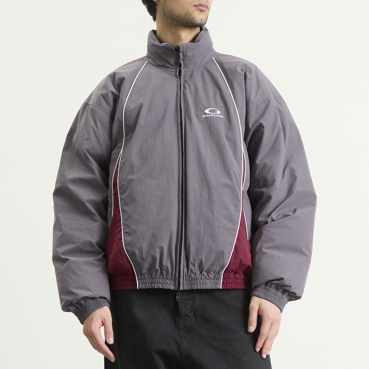 Balenciaga Men's Reversible Nylon Padded Jacket in Smoky Purple