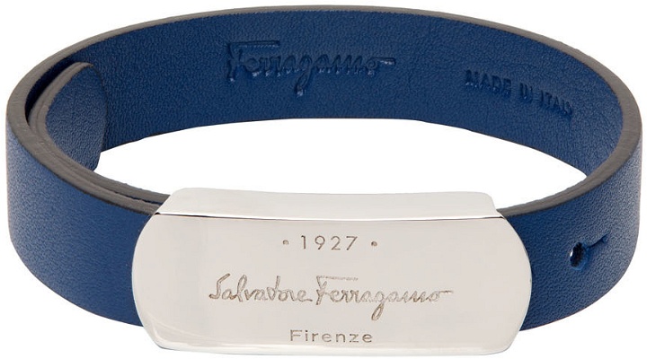 Photo: Salvatore Ferragamo Navy Leather 1927 Bracelet