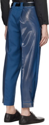 132 5. ISSEY MIYAKE Blue Tucked Foil Trousers