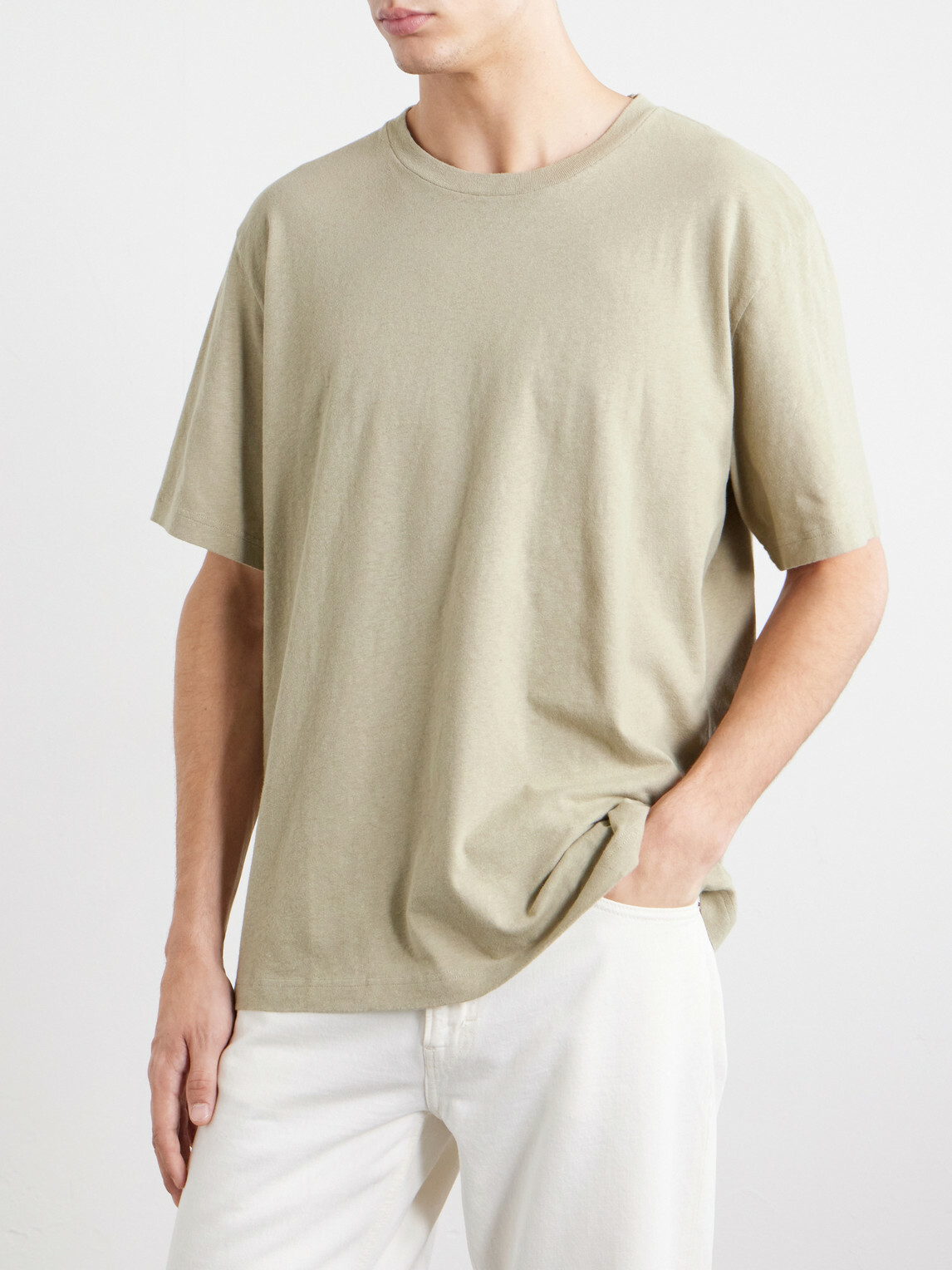 Frescobol Carioca - Dinis Linen-Blend T-Shirt - Green