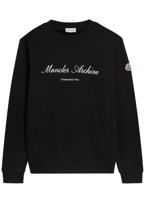 Photo: Moncler Logo-embroidered Cotton-blend Sweatshirt Black